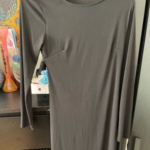 Simple black body-con open back dress